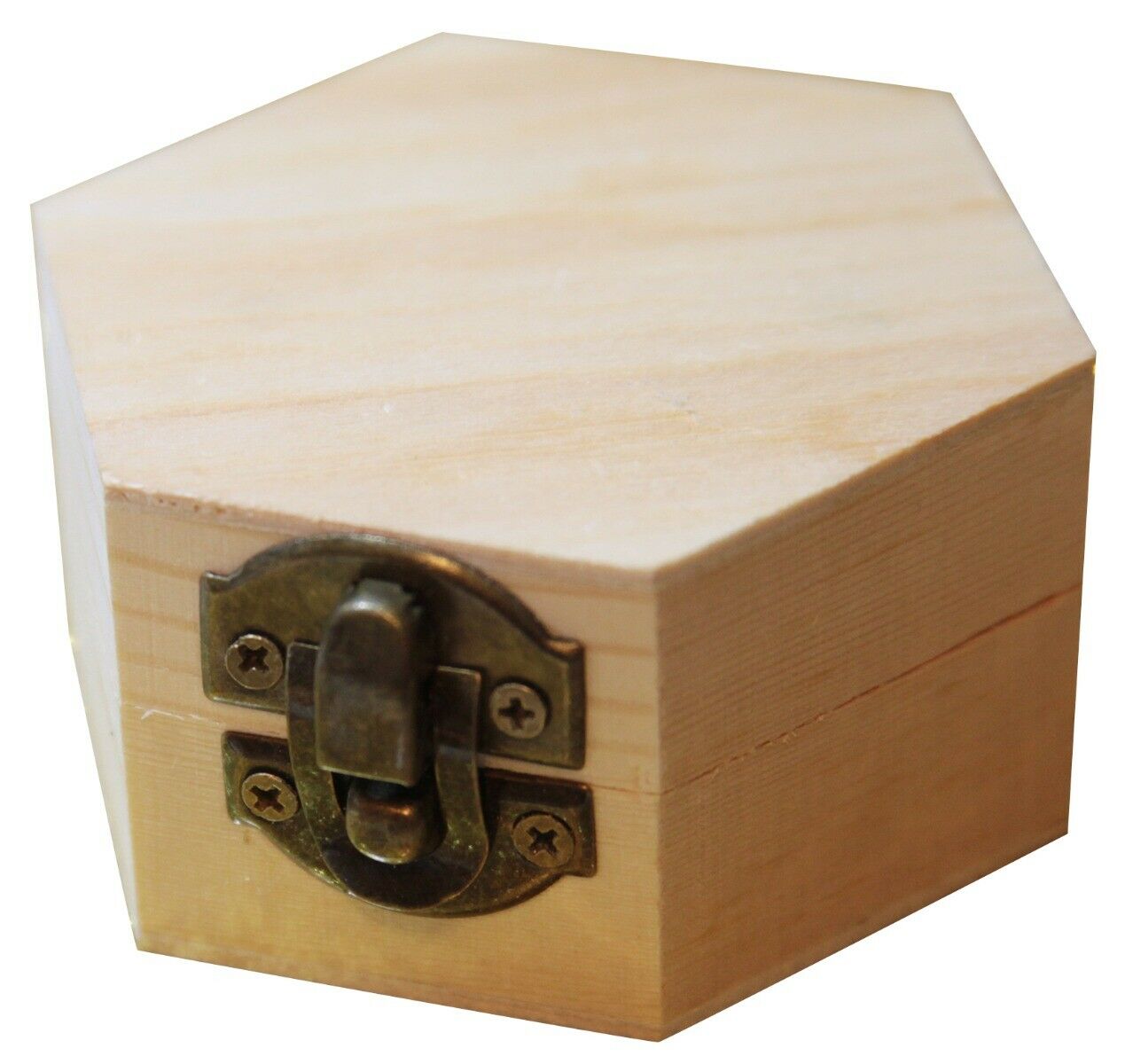 1 CONTENITORE scatolina esagonale in LEGNO da rifinire découpage 6,8 x 8 x  3, - RomaLab