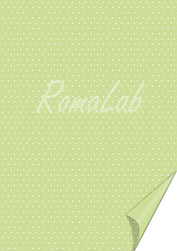 2 FOGLI in cartoncino color verde chiaro A4 stampato a pois bianchi x  SCRAPBO - RomaLab